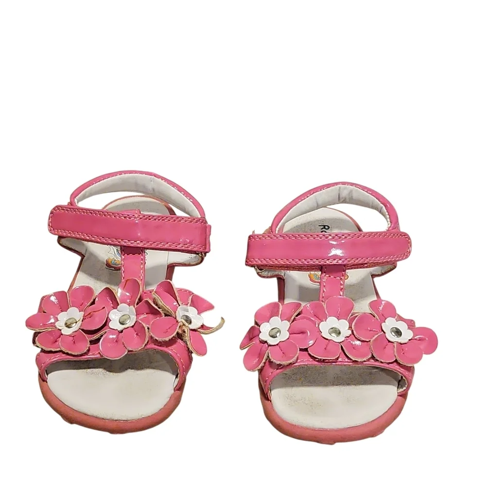 Rachel Shoes Pink Sandals w/Flower Accents
